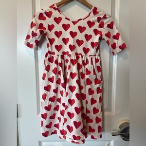 Hanna Andersson Two-Tone Red Heart Twirl Skater Dress Size 140cm / 10